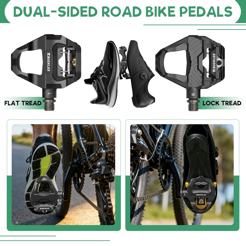 BUCKLOS PD-R685 Road Bike Peda - Pedal Platform Flat recension och pris